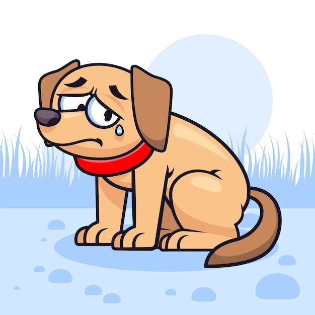 Free Vector hand drawn cartoon sad dog illustration