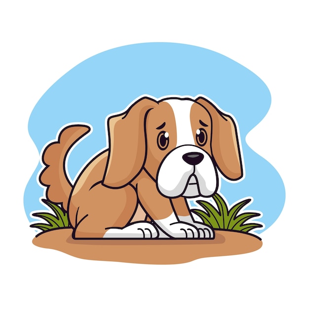 Free Vector hand drawn cartoon sad dog illustration