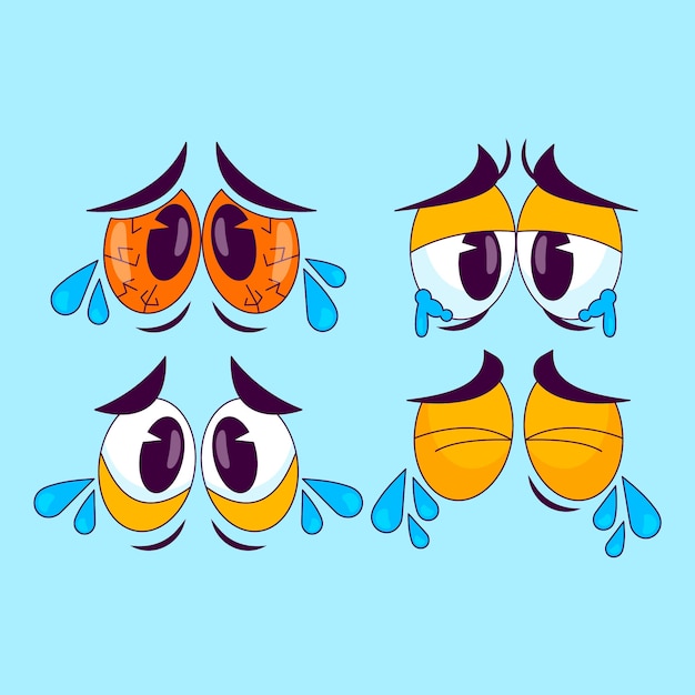 Free Vector hand drawn cartoon sad eyes illustration