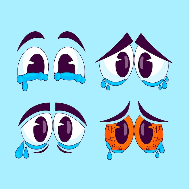 Hand drawn cartoon sad eyes illustration