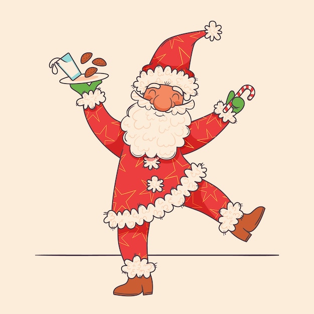 Free Vector hand drawn cartoon santa claus illustration