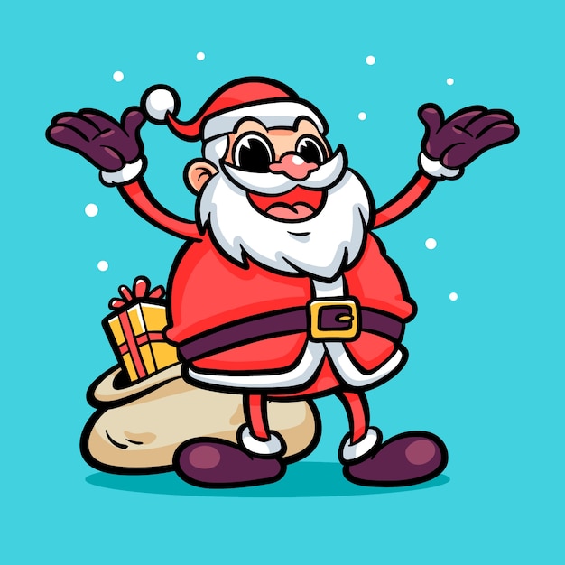 Free Vector hand drawn cartoon santa illustration for christmas season