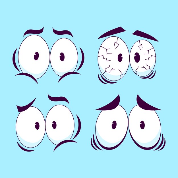 Hand drawn cartoon scared eyes illustration