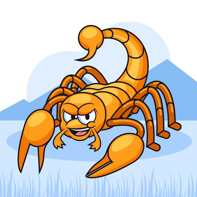 Hand drawn cartoon scorpion illustration