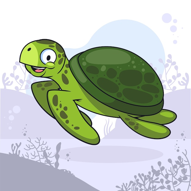 Free Vector hand drawn cartoon sea turtle illustration