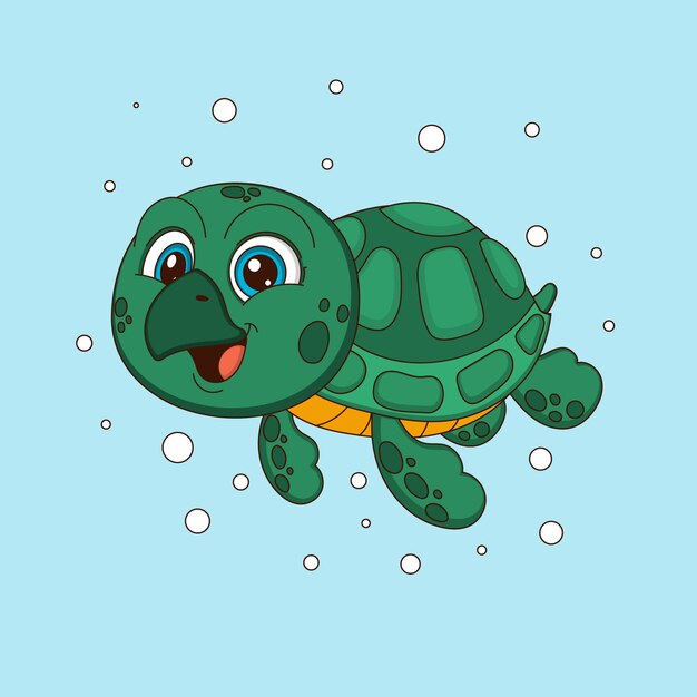 Free Vector hand drawn cartoon sea turtle illustration