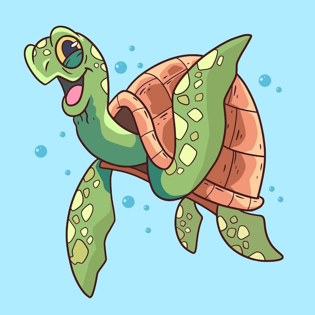 Free Vector hand drawn cartoon sea turtle illustration