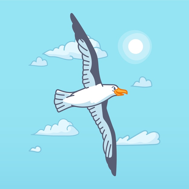 Hand drawn cartoon seagull  illustration