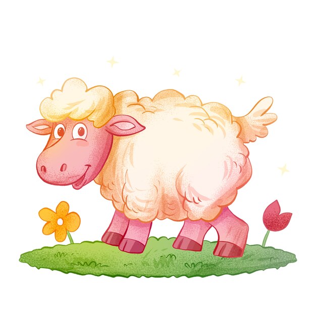 Hand drawn cartoon sheep illustration