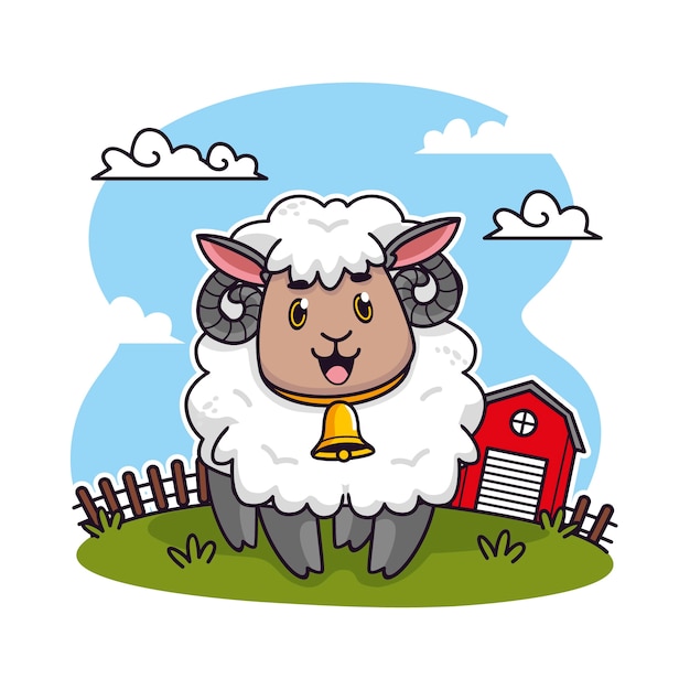 Hand drawn cartoon sheep illustration