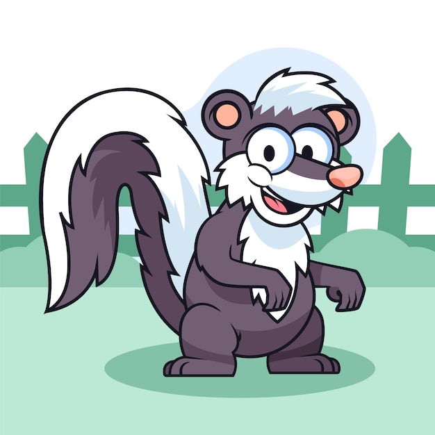 Hand drawn cartoon skunk illustration