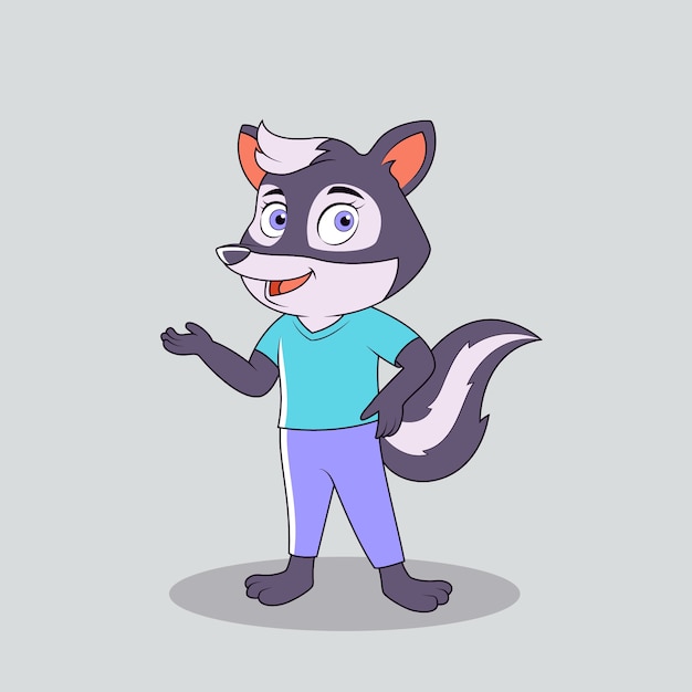 Hand drawn cartoon skunk illustration