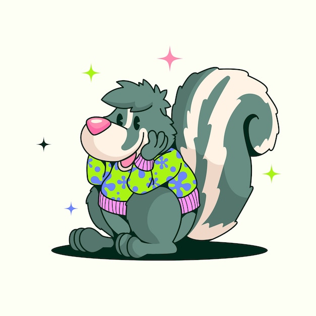 Hand drawn cartoon skunk  illustration