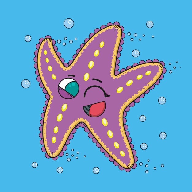 Hand drawn cartoon starfish  illustration