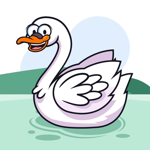 Hand drawn cartoon swan illustration