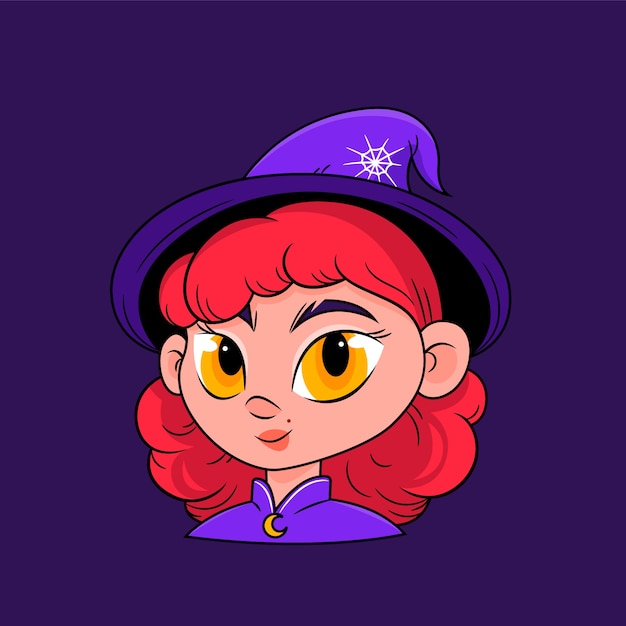 Free vector hand drawn cartoon witch face illustration