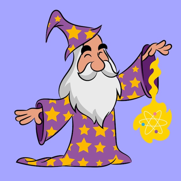 Hand drawn cartoon  wizard illustration