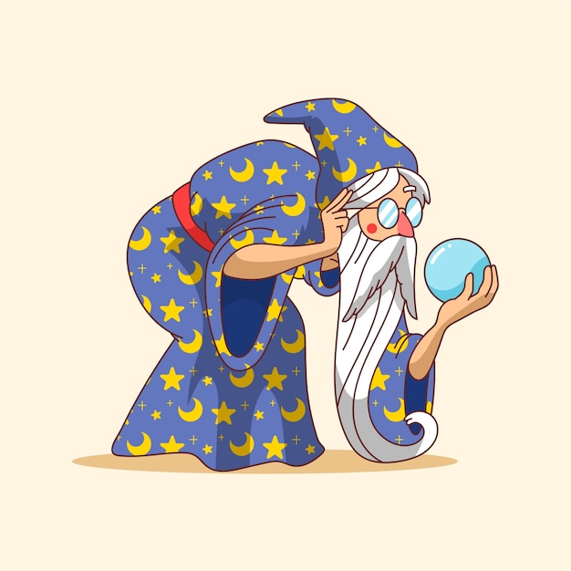 Hand drawn cartoon  wizard illustration