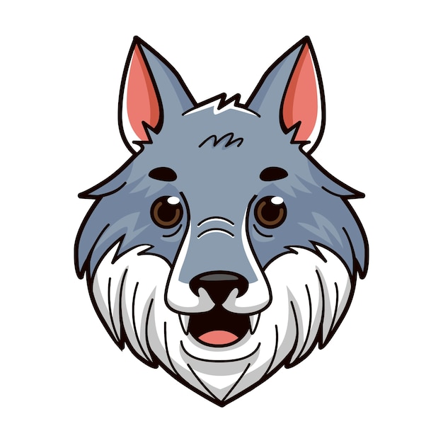 Free Vector hand drawn cartoon wolf face illustration