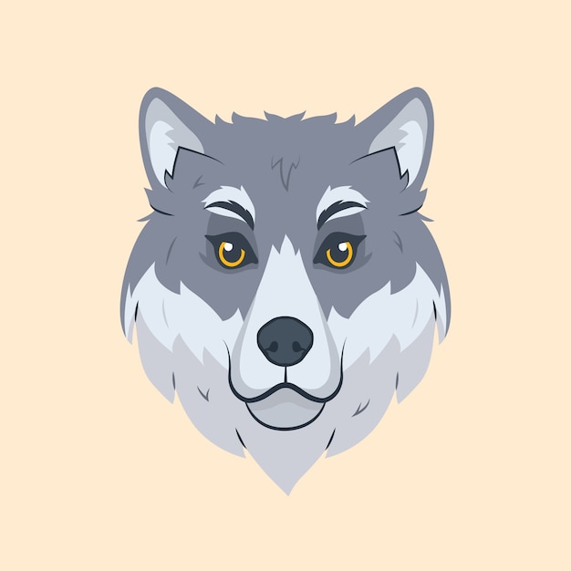 Free Vector hand drawn cartoon wolf face illustration