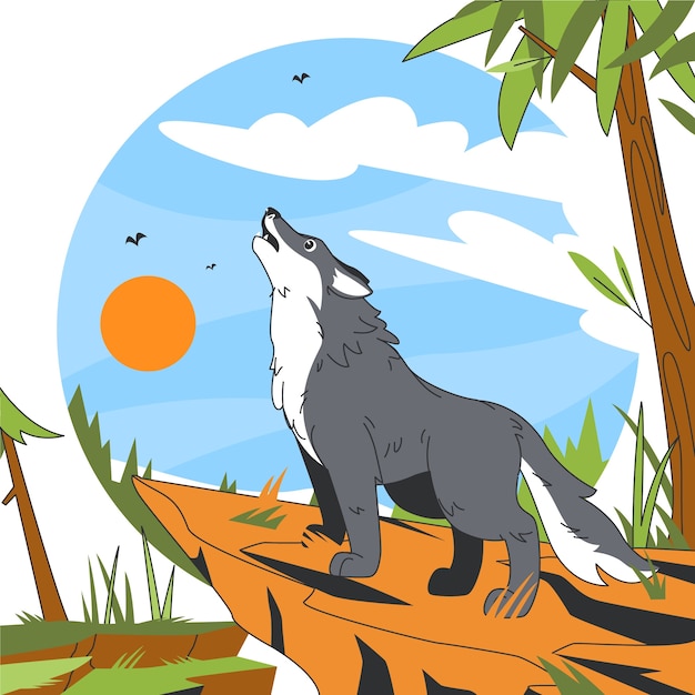 Free Vector hand drawn cartoon wolf illustration