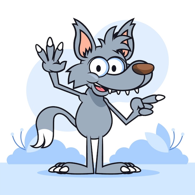 Free vector hand drawn cartoon wolf illustration