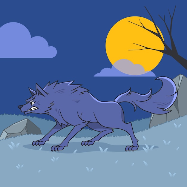 Free vector hand drawn cartoon wolf illustration