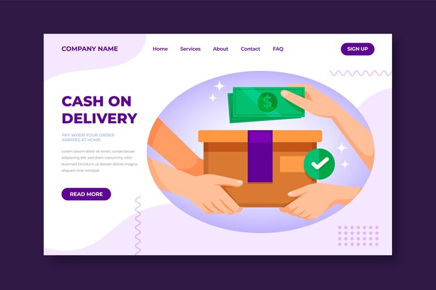 Hand drawn cash on delivery landing page template