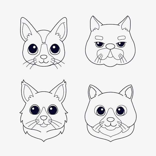 Free Vector hand drawn cat face outline illustration