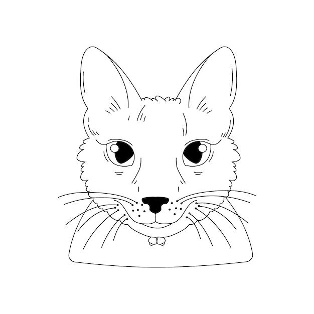 Free Vector hand drawn cat face outline illustration