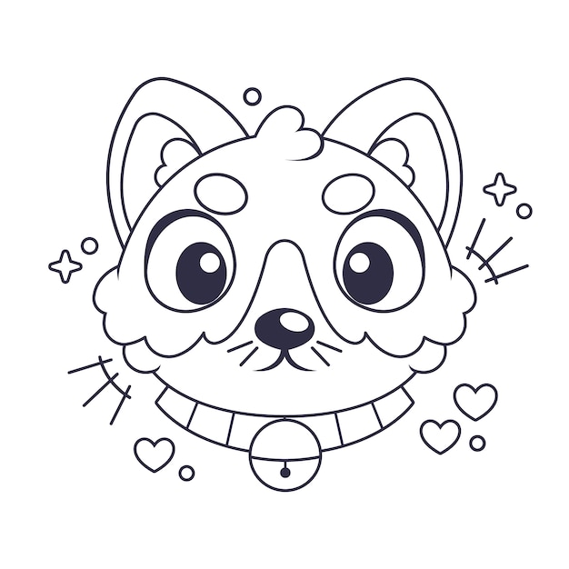 Free vector hand drawn cat face outline illustration