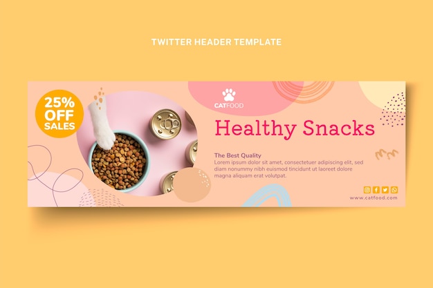 Free Vector hand drawn cat food twitter header