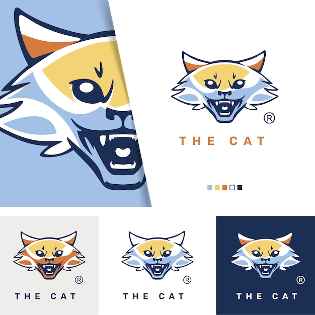 Hand drawn cat logo template