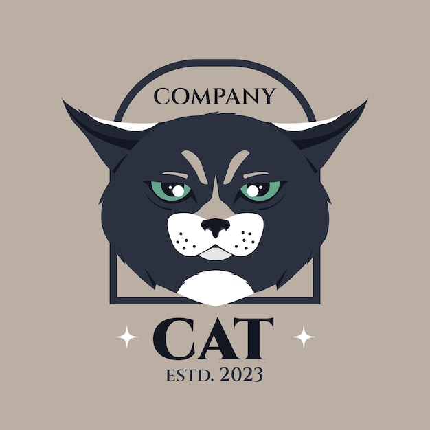 Hand drawn cat logo template