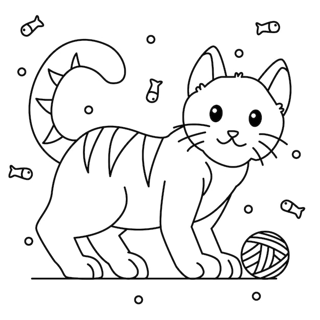 Hand drawn cat outline illustration