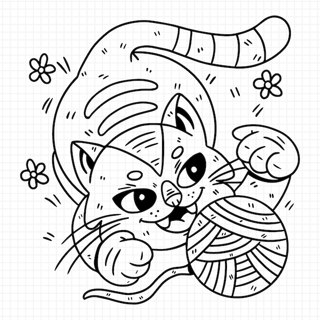 Free vector hand drawn cat outline illustration