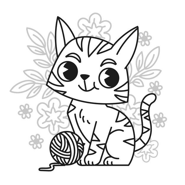 Hand drawn cat outline illustration