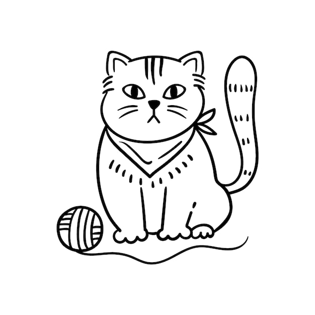 Hand drawn cat outline illustration