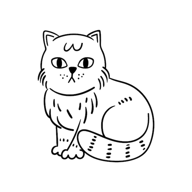 Hand drawn cat outline illustration