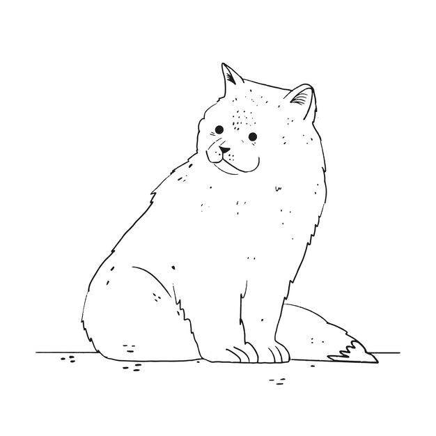 Hand drawn cat outline illustration