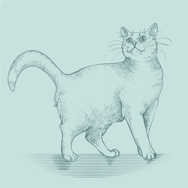 Free Vector hand drawn cat outline illustration