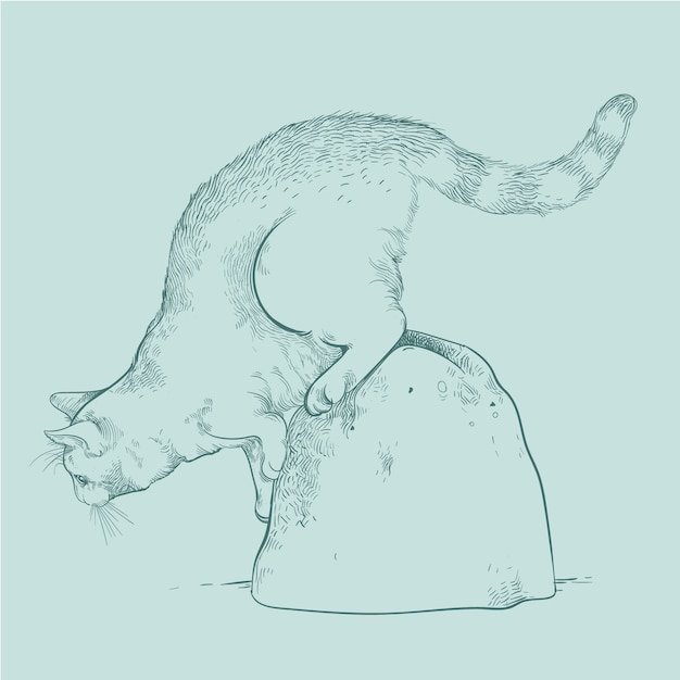 Hand drawn cat outline illustration