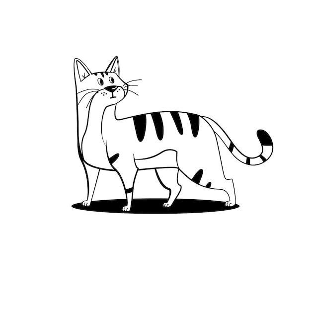 Hand drawn cat outline illustration