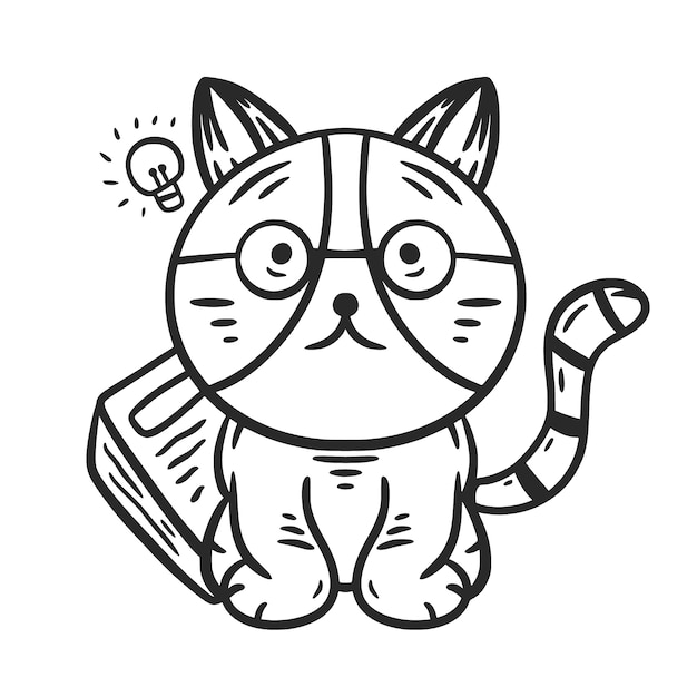 Hand drawn cat outline illustration