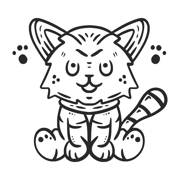 Hand drawn cat outline illustration