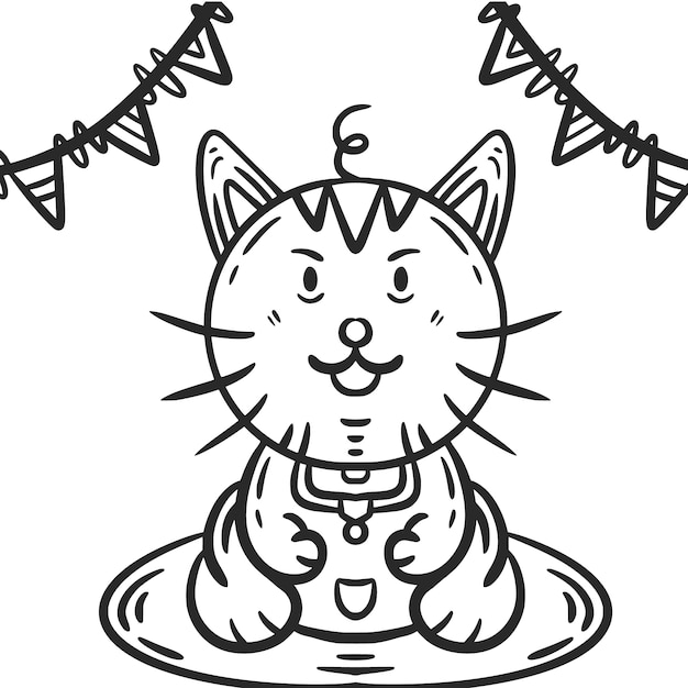 Free Vector hand drawn cat outline illustration