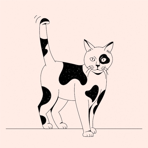 Free vector hand drawn cat outline illustration