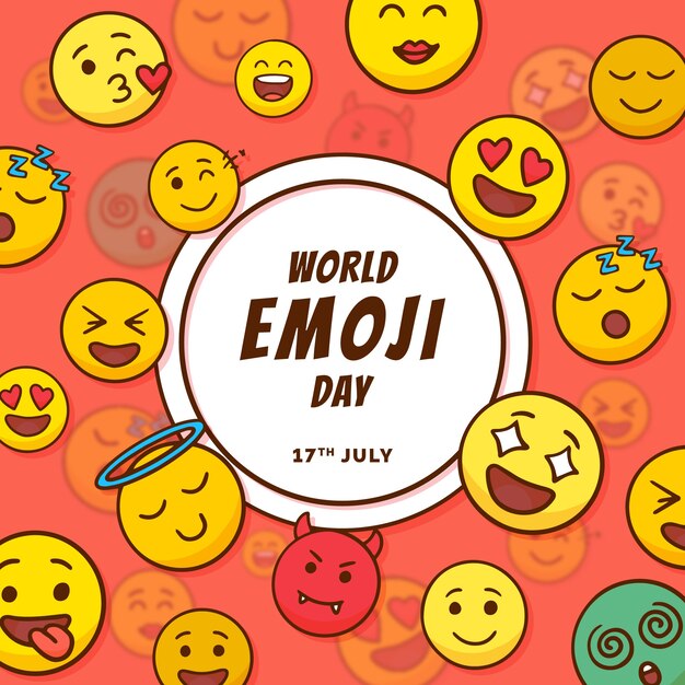 Hand drawn celebrate world emoji day illustration