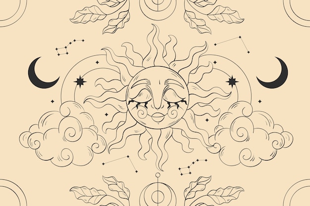 Hand drawn celestial background