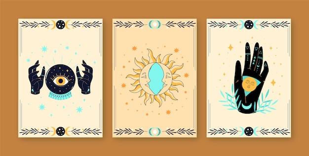 Hand drawn celestial card set